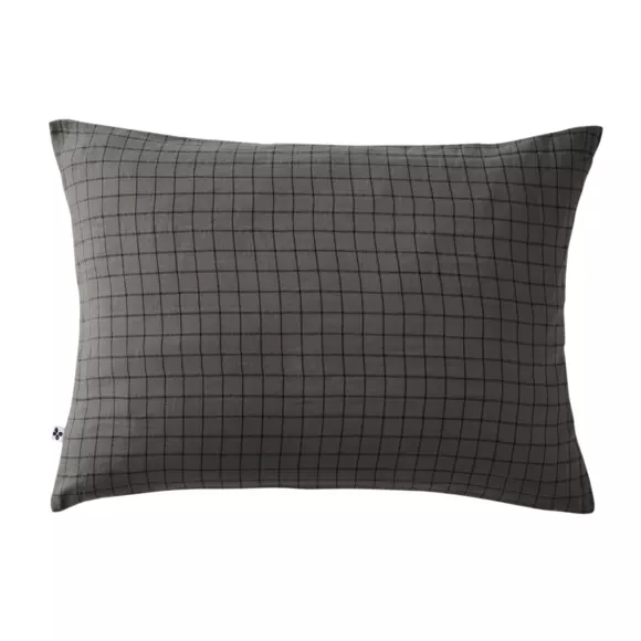 Taie d'oreiller rectangulaire gaze de coton (70 cm) Gaïa Mix Gris granit 2