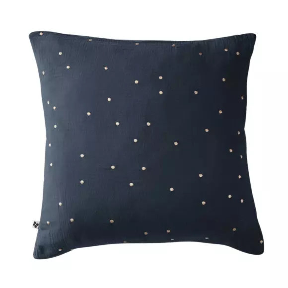 Funda de almohada cuadrada en en gasa de algodón (60 cm) Gaïa Chic Azul noche 2