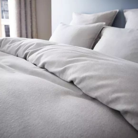 Housse de couette flanelle de coton (240 cm) Théa Gris clair 2