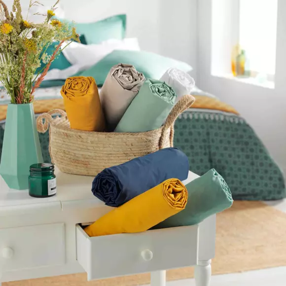 Drap housse coton bio (180 cm) Biolina Vert émeraude 7