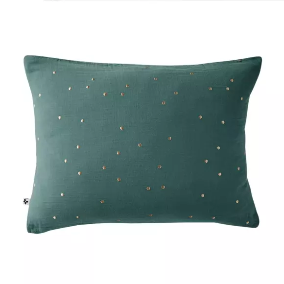 Funda de almohada rectangular en gasa de algodón (70 cm) Gaïa Chic Azul trullo 2