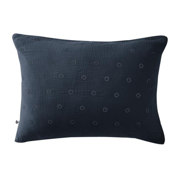 Funda de almohada rectangular de en gasa de algodón  (70 cm) Gaïa Boho Azul noche 2