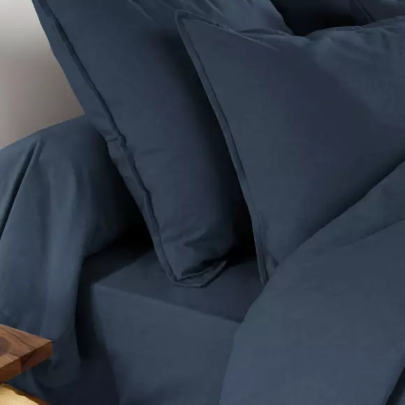 Taie de traversin flanelle de coton (L185 cm) Théa Bleu nuit 2