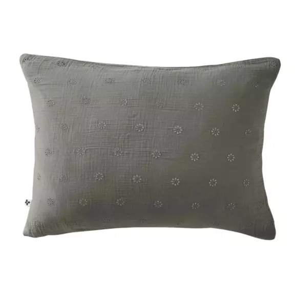 Kussensloop rechthoekig katoengaas (L70 cm) Gaïa Boho Granietgrijs 2