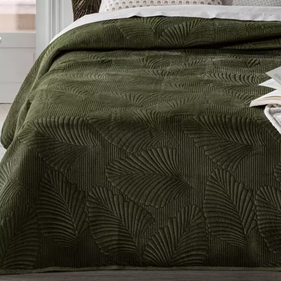 Colcha (260 x 240 cm) Feuilles Verde kaki 2