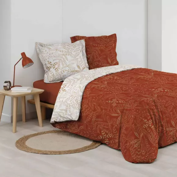Funda Nórdica y dos fundas para almohadas algodón (240 cm) Belflor Terracota y dorado 2