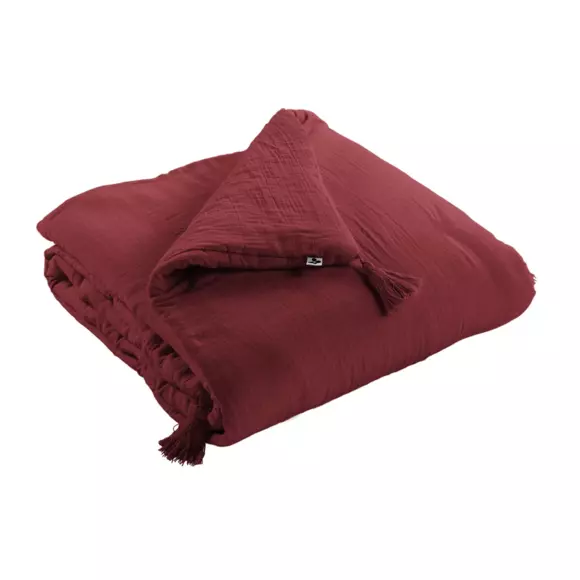 Bedloper Katoengaas (150 x 150 cm) Gaïa Wijnrood 2