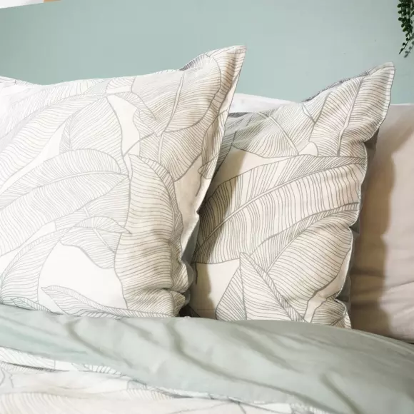 Housse de couette et deux taies coton et lin lavés (240 cm) Pampelune Vert clair 3