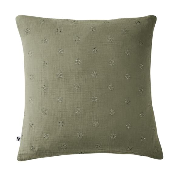 Funda de almohada rectangular de en gasa de algodón  (60 cm) Gaïa Boho Verde romero 2
