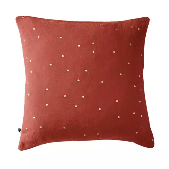 Taie d'oreiller carrée gaze de coton (60 cm) Gaïa Chic Terracotta 2