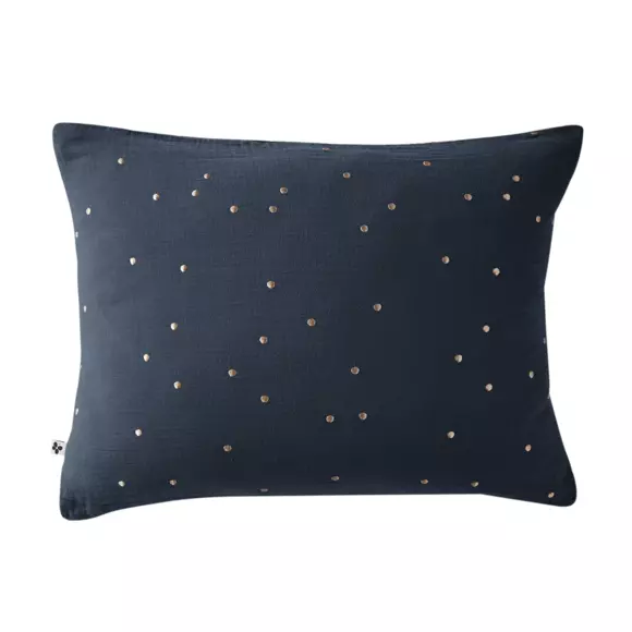 Funda de almohada rectangular en gasa de algodón (70 cm) Gaïa Chic Azul noche 2