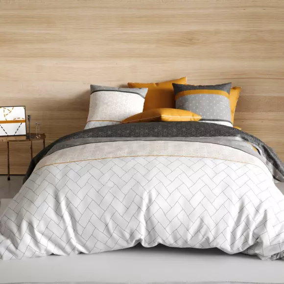 Funda nórdica y dos fundas de almohada en algodón (260 cm) Corki Gris 2