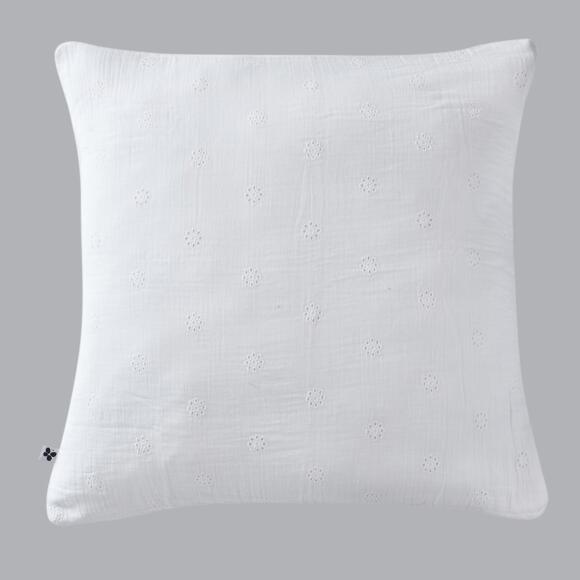 Quadratischer Kopfkissenbezug aus Baumwoll-Gaze (60 cm) Gaïa Boho Weiß 2