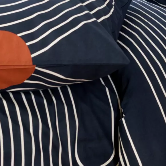 Funda nórdica y dos fundas para almohada en algodón (260 cm) Cuts Azul Obscuro 3