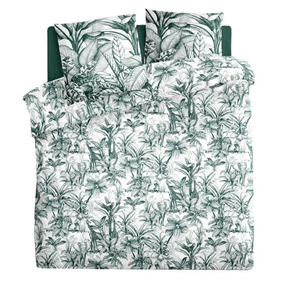Baumwoll-Bettwäsche und zwei Kopfkissenbezüge (240 cm) Tropik Tannengrün 2