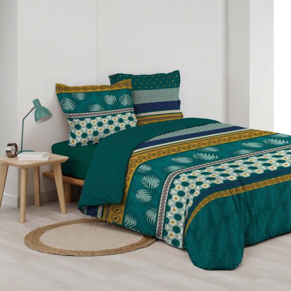 Funda Nórdica y dos fundas de almohada en algodón (260 cm) Lauralys Verde 2