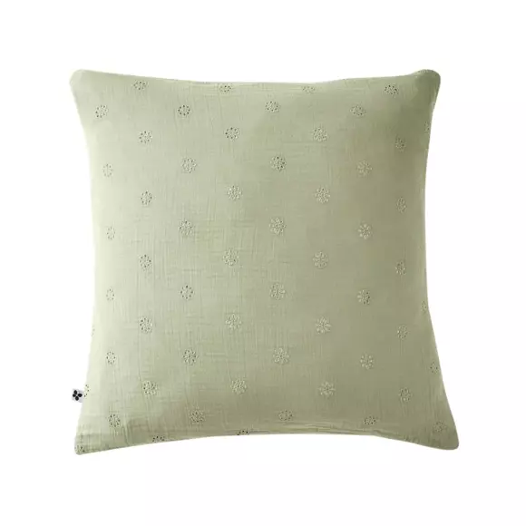 Taie d'oreiller carrée gaze de coton (60 cm) Gaïa Boho Vert tilleul 2