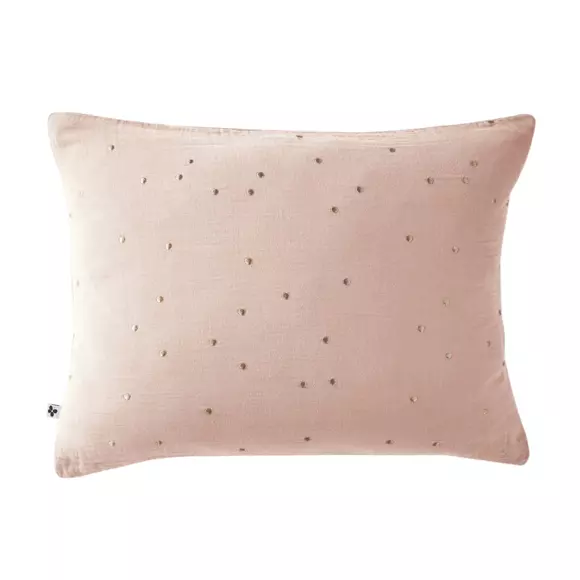 Funda de almohada rectangular en gasa de algodón (70 cm) Gaïa Chic Rosa palo 2