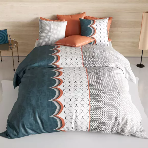 Juego de sábanas en algodón cama 140 cm 4 piezas Antan Azul trullo 3