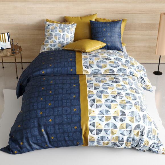 Juego de sábanas en algodón cama 160 cm 4 piezas Sirius Azul 2