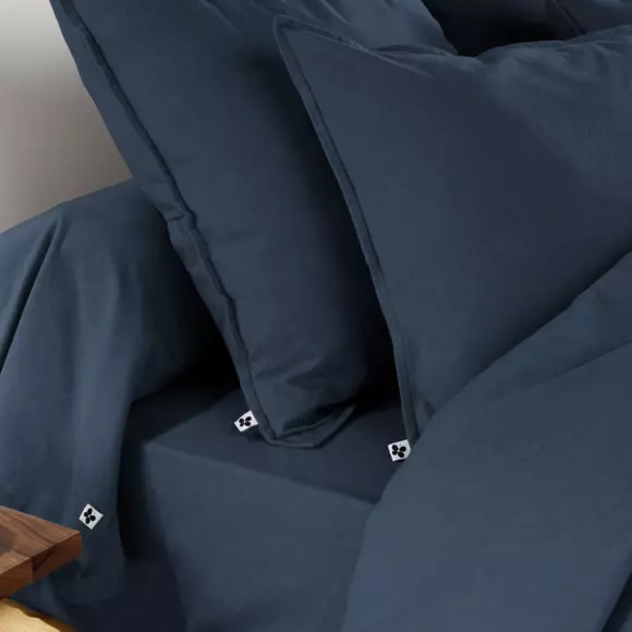 Sábana ajustable franela de algodón (180 cm) Candice Azul noche 2