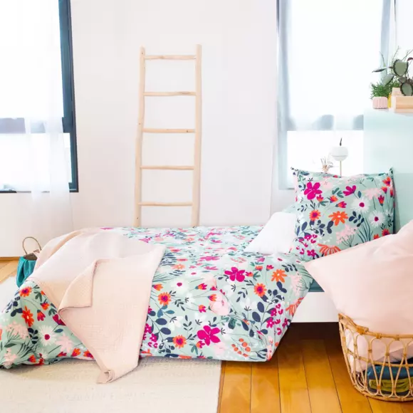Funda nórdica y dos fundas de almohadones algodón orgánico  (240 cm) Flore Multicolor 3