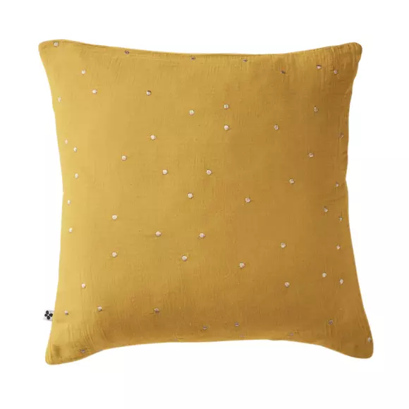 Funda de almohada cuadrada en en gasa de algodón (60 cm) Gaïa Chic Amarillo Azafrán 2