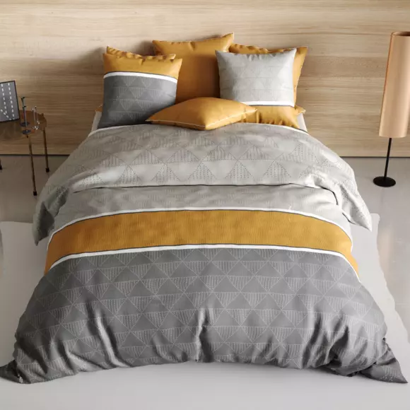 Housse de couette et deux taies coton (260 cm) Balmaz Jaune  2
