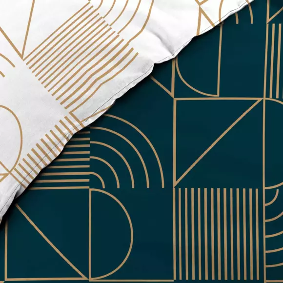 Funda Nórdica y dos fundas para almohadas algodón (260 cm) Lineor Azul marino y dorado 2