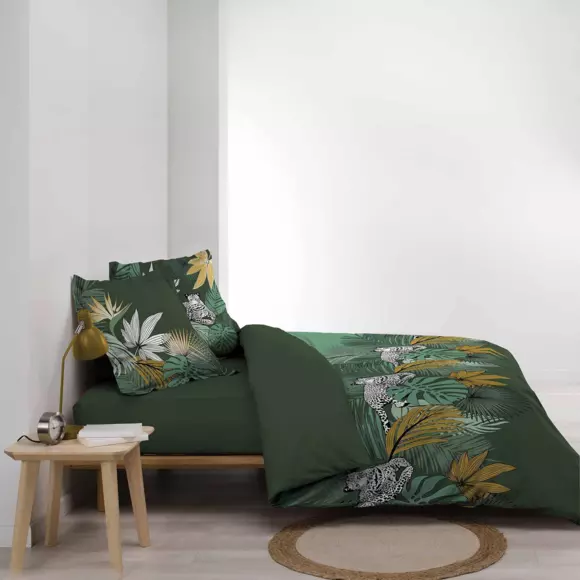 Funda Nórdica y dos fundas de almohada en algodón (240 cm) Leo Jungle Verde 3