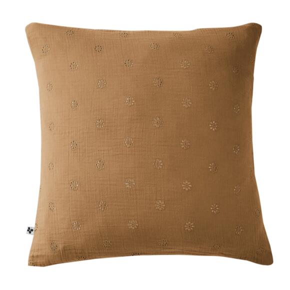 Funda de almohada rectangular de en gasa de algodón  (60 cm) Gaïa Boho Camel 2