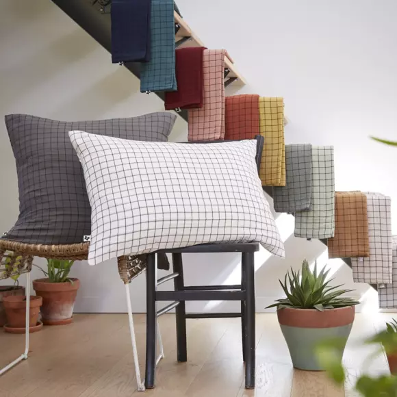 Kussensloop vierkant katoengaas (60 cm) Gaïa Mix Eendblauw 3