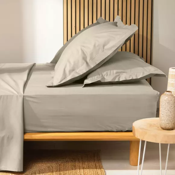 Drap housse coton bio (90 cm) Biolina Taupe 2