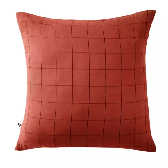 Taie d'oreiller carrée gaze de coton (60 cm) Gaïa Match Terracotta 2