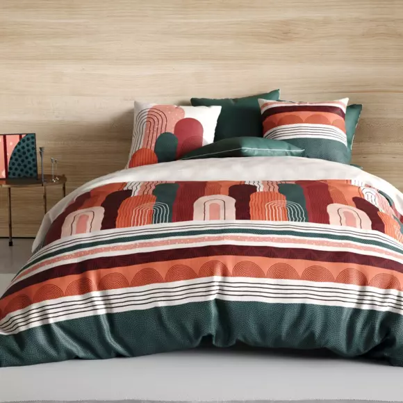 Funda nórdica y dos fundas de almohada en algodón (200 cm) Galio Rojo 3