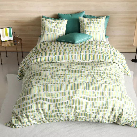 Housse de couette et deux taies coton (260 cm) Flava Verte 3