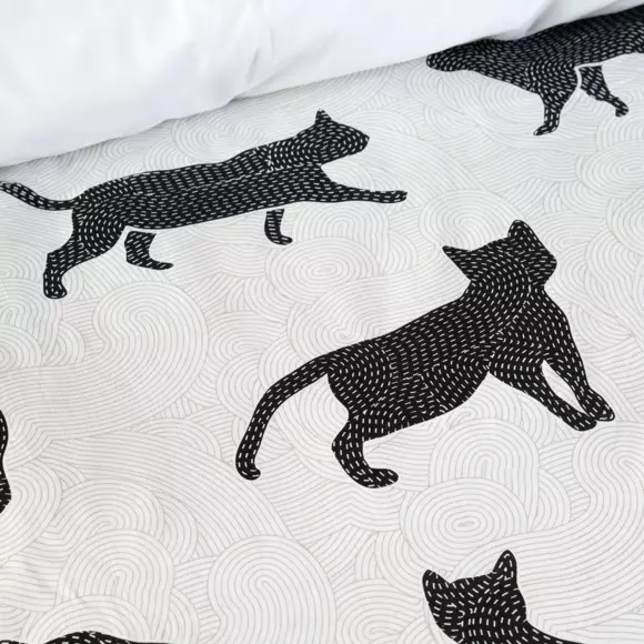 Funda Nórdica y una funda para almohada en algodón (140 cm) Chaton Negro 3