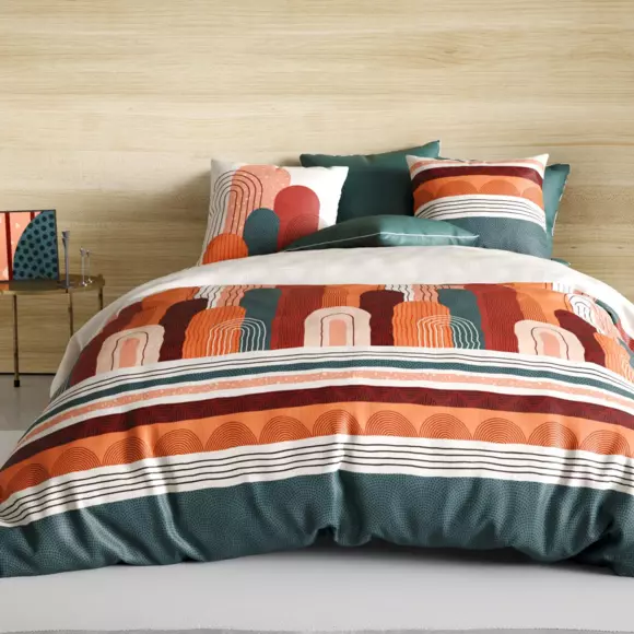 Funda nórdica y dos fundas de almohada en algodón (240 cm) Galio Rojo 3