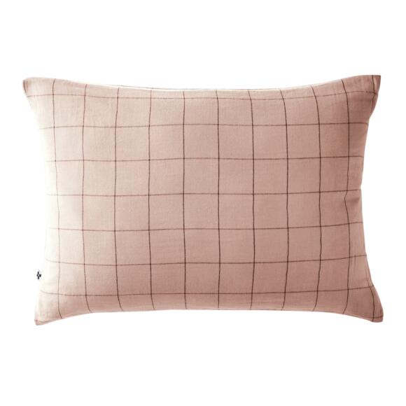 Funda de almohada rectangular en gasa de algodón (70 cm) Gaïa Match Rosa palo 2