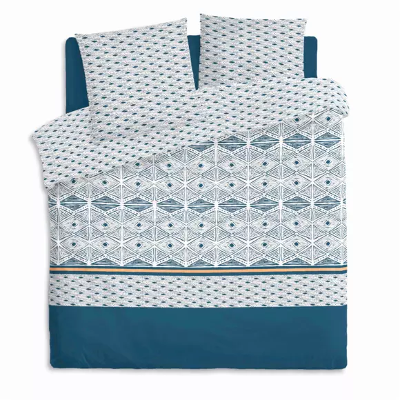 Funda nórdica y dos fundas para almohada en percal de algodón (240 cm) Thiora Azul 2