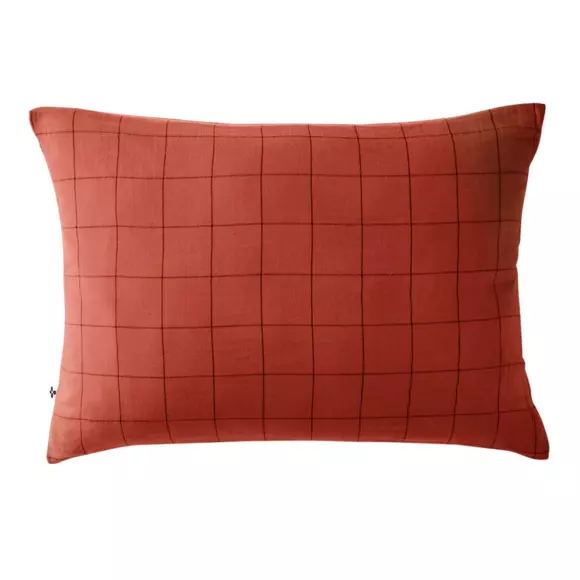 Taie d'oreiller rectangulaire gaze de coton (70 cm) Gaïa Match Terracotta 2