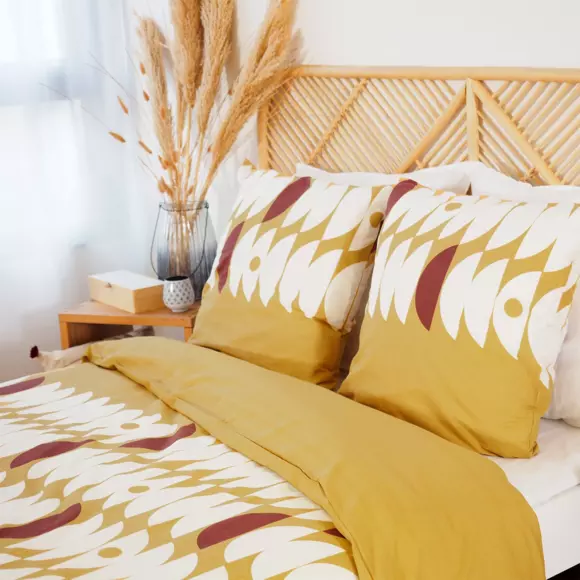 Funda Nórdica y dos fundas para almohada en algodón (240 cm) Aube Marrón claro 2
