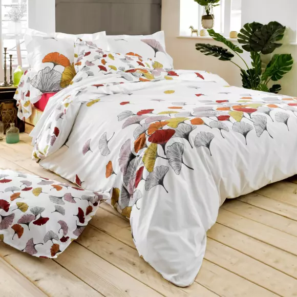 Taie d'oreiller carrée percale de coton Ginkgo Multicolore 127