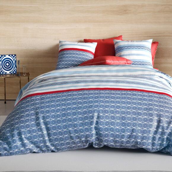 Funda nórdica y dos fundas de almohada en algodón (260 cm) Santorini Azul 2