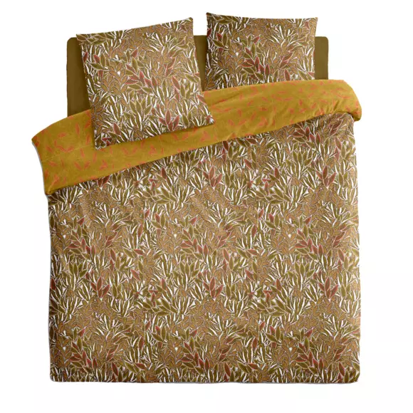 Housse de couette et deux taies coton (240 cm) Lapas Jaune ocre 2