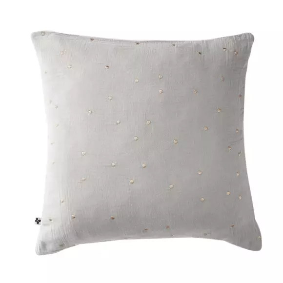 Taie d'oreiller carrée gaze de coton (60 cm) Gaïa Chic Gris nuage 2