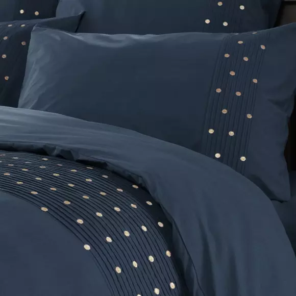 Housse de couette brodée coton (200 cm) Agathe Bleu mûre 2