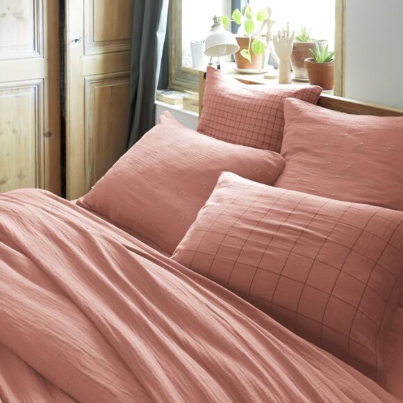 Funda para almohada rectangular en en gasa de algodón (70 cm) Gaïa Match Rosa durazno 2