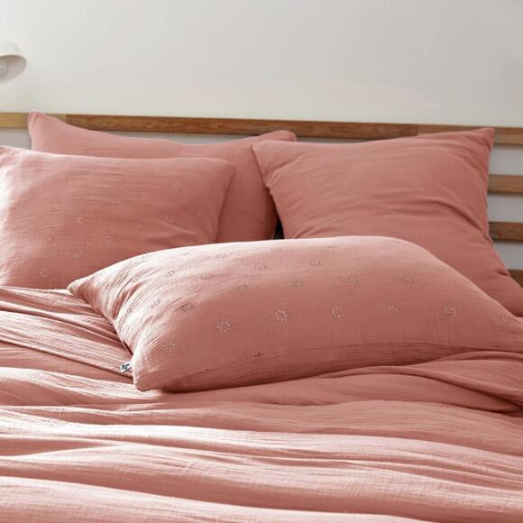 Funda para almohada rectangular en en gasa de algodón (70 cm) Gaïa Boho Rosa durazno 2