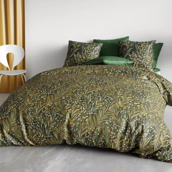 Housse de couette et deux taies coton bio (240 cm) Nava Verte 2